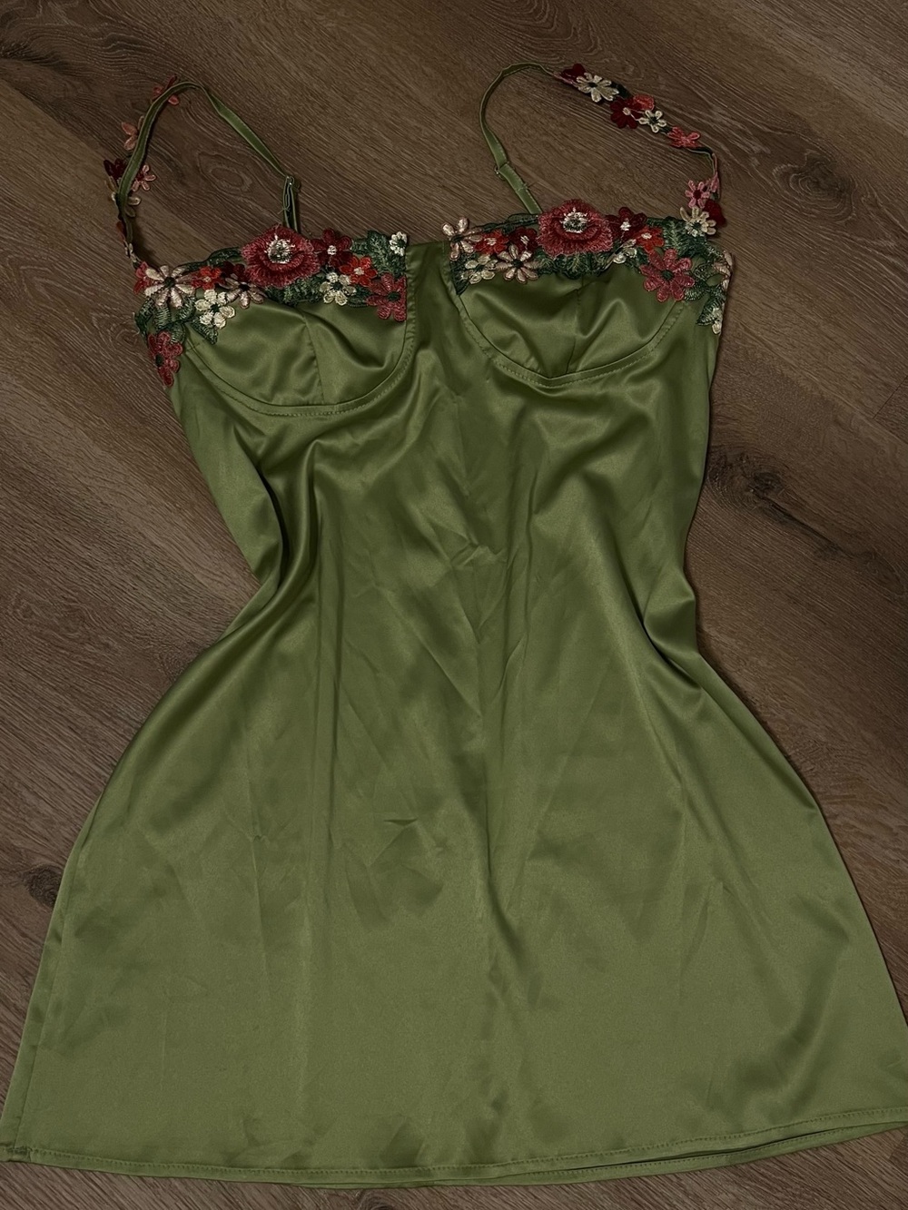 Green mini slip dress